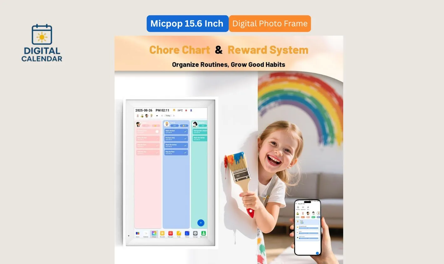 Micpop 15.6 inches Digital Calendar