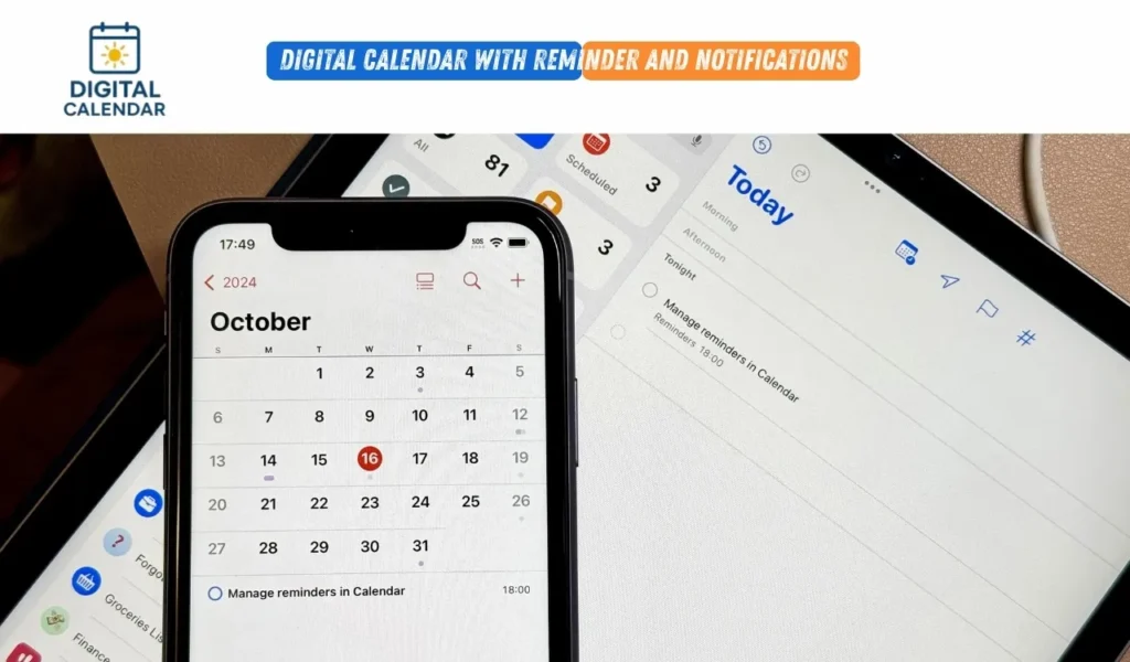 Digital Calendar with Reminder and Notifications