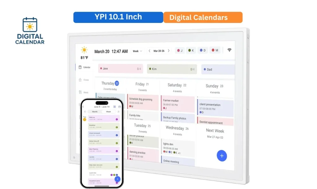 YPI 10.1 Inch Digital Calendar