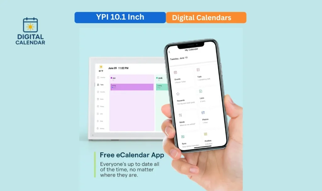 YPI 10.1 Inch Digital Calendar
