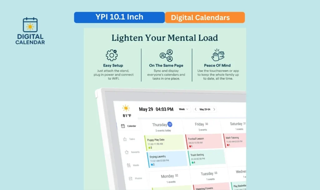 YPI 10.1 Inch Digital Calendar