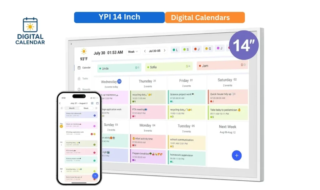 YPI 14 Inch Digital Calendar