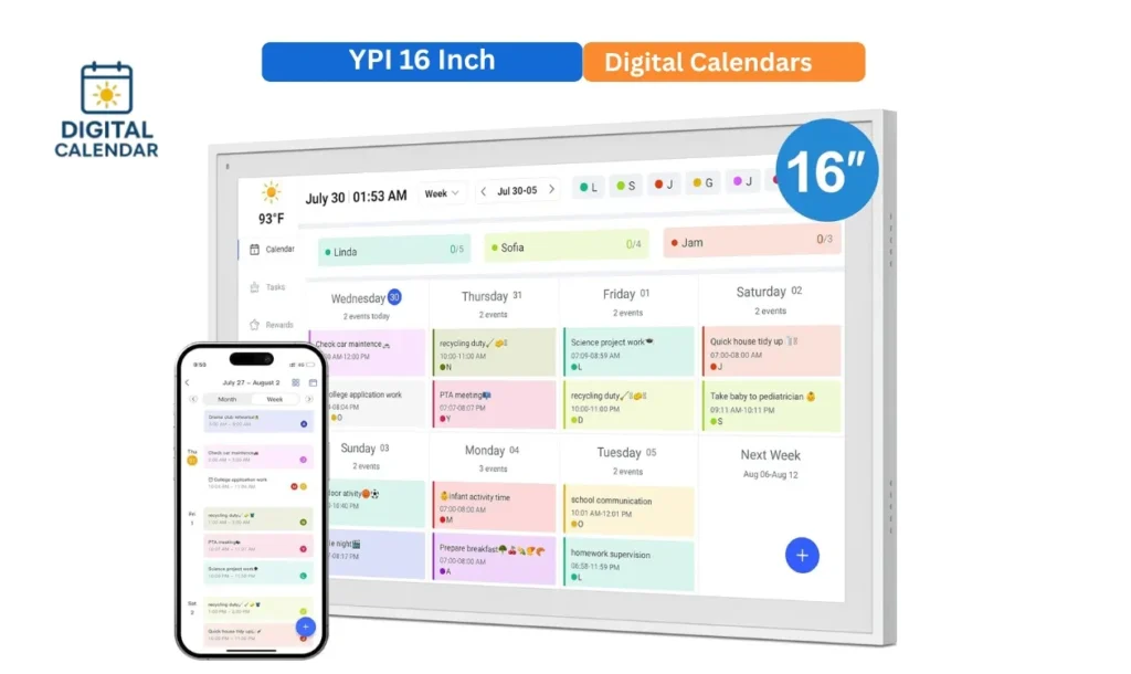 YPI 16 Inch Digital Calendar