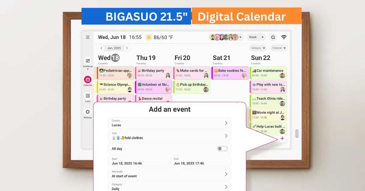 BIGASUO 21.5 Inch Digital Calendar Review – Interactive Touchscreen Family Planner 1 BIGASUO 21.5 inch