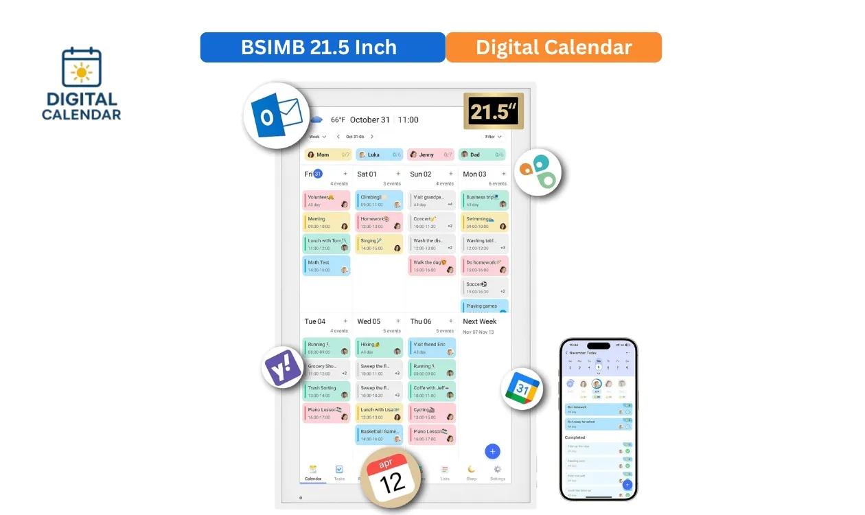 BSIMB 21.5 Inch Digital Calendar