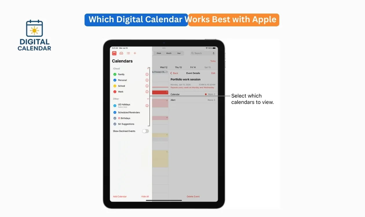 digital calendar works best with Apple